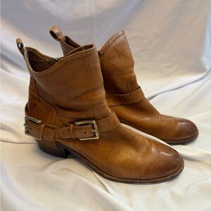 Donald J. Pliner Chestnut Leather Ankle Booties with Buckle